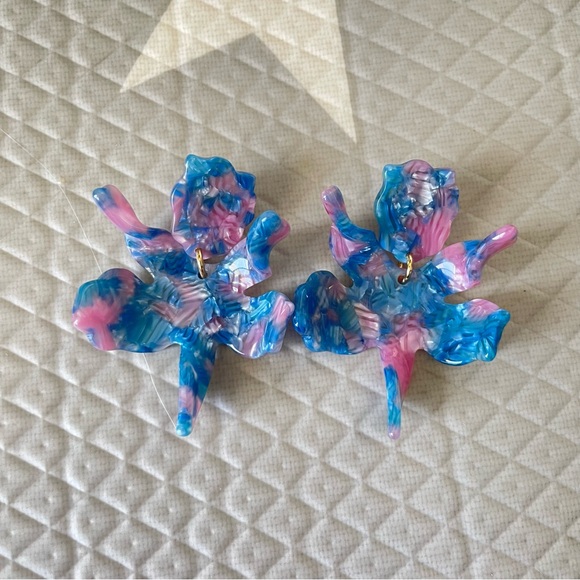 Lele Sadoughi COTTON CANDY SMALL PAPER LILY Drop Earrings New - Picture 10 of 10